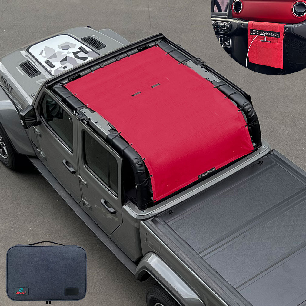 Jeep Gladiator Sunshade JT 4 Door Top Sun Shade Front+Rear+Trunk Mesh Shadeidea
