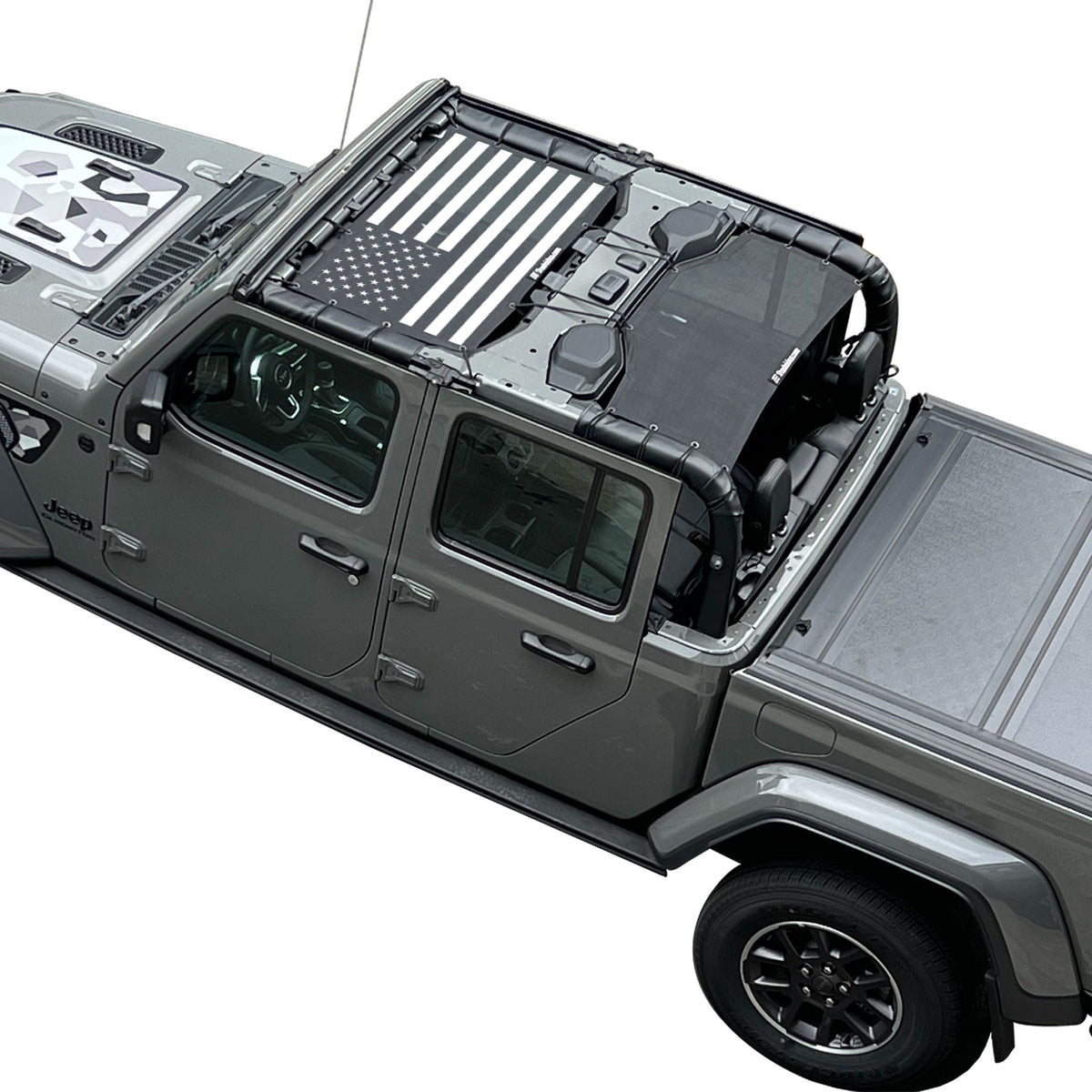 Jeep Gladiator Sunshade JT (20182023) 4 Door Top Sun Shade Front and