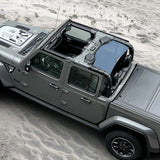 Shadeidea Jeep Gladiator Sun Shade, JT ( 2018 - 2023 ) 4 Door Top Sunshade, Rear Mesh Screen Wrangler Cover, UV Blocker - 10 Years Lasting