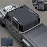 Jeep Gladiator Sunshade JT 4 Door Top Sun Shade Front+Rear+Trunk Mesh Screen Wrangler Cover UV Blocker with GrabBag Pouch 2018-Current-10 Years Lasting