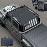 Jeep Gladiator Sunshade JT 4 Door Top Sun Shade Front+Rear+Trunk Mesh Screen Wrangler Cover UV Blocker with GrabBag Pouch (2018-2023) - 10 Year Warranty