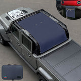 Jeep Gladiator Sunshade JT 4 Door Top Sun Shade Front+Rear+Trunk Mesh Screen Wrangler Cover UV Blocker with GrabBag Pouch (2018-2023) - 10 Year Warranty