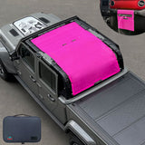 Jeep Gladiator Sunshade JT 4 Door Top Sun Shade Front+Rear+Trunk Mesh Screen Wrangler Cover UV Blocker with GrabBag Pouch 2018-Current-10 Years Lasting