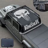 Jeep Gladiator Sunshade JT 4 Door Top Sun Shade Front+Rear+Trunk Mesh Screen Wrangler Cover UV Blocker with GrabBag Pouch (2018-2023) - 10 Year Warranty