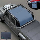 Jeep Gladiator Sunshade JT 4 Door Top Sun Shade Front+Rear+Trunk Mesh Screen Wrangler Cover UV Blocker with GrabBag Pouch (2018-2023) - 10 Year Warranty