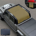 Jeep Gladiator Sunshade JT 4 Door Top Sun Shade Front+Rear+Trunk Mesh Screen Wrangler Cover UV Blocker with GrabBag Pouch 2018-Current-10 Years Lasting