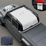 Jeep Gladiator Sunshade JT 4 Door Top Sun Shade Front+Rear+Trunk Mesh Screen Wrangler Cover UV Blocker with GrabBag Pouch (2018-2023) - 10 Year Warranty