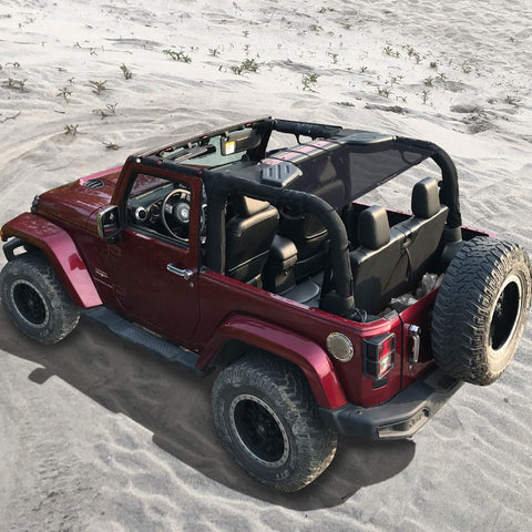 Shadeidea Jeep Wrangler Sun Shade JK 2 Door Top Sunshade (2007-2018), Rear - Mesh Screen Cover, UV Blocker - Customized