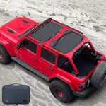 Shadeidea Vehicle covers, not fitted Jeep Wrangler Sun Shade JL Unlimited 4 Door Front and Rear 2 pieces Mesh Screen Sunshade JLU 2018-2023 Top Cover UV Blocker with Grab Bag-10 year Warranty