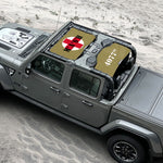 Jeep Gladiator Sunshade JT (2018-2023) 4 Door Top Sun Shade Front and Rear 2-pieces Mesh Screen Wrangler Cover UV Blocker with GrabBag Pouch - 10 Year Warranty