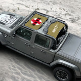 Jeep Gladiator Sunshade JT (2018-2023) 4 Door Top Sun Shade Front and Rear 2-pieces Mesh Screen Wrangler Cover UV Blocker with GrabBag Pouch - 10 Year Warranty