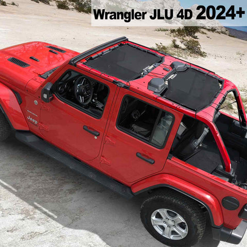 Shadeidea Jeep Wrangler JL Sun Shade Soft Roof Top JLU 4-Door Mesh Sunshade  Fit for 2024+ New Model Front and Rear (2 Pieces)