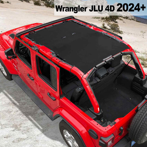 Shadeidea Jeep Wrangler JL Sun Shade Soft Roof Top JLU 4-Door Mesh Sunshade  Fit for 2024+ New Model Front and Rear (One Piece)