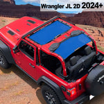 Shadeidea Jeep Wrangler Sun Shade Soft Top Roof JL 2-Door Mesh Sunshade Fit for 2024+ New Model Front and Rear 2-Pieces