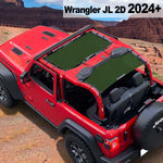 Shadeidea Jeep Wrangler Sun Shade Soft Top Roof JL 2-Door Mesh Sunshade Fit for 2024+ New Model Front and Rear 2-Pieces