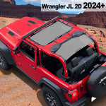Shadeidea Jeep Wrangler Sun Shade Soft Top Roof JL 2-Door Mesh Sunshade Fit for 2024+ New Model Front and Rear 2-Pieces