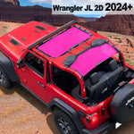 Shadeidea Jeep Wrangler Sun Shade Soft Top Roof JL 2-Door Mesh Sunshade Fit for 2024+ New Model Front and Rear 2-Pieces