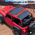 Shadeidea Jeep Wrangler Sun Shade Soft Top Roof JL 2-Door Mesh Sunshade Fit for 2024+ New Model Front and Rear 2-Pieces