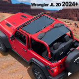 Shadeidea Jeep Wrangler Sun Shade Soft Top Roof JL 2-Door Mesh Sunshade Fit for 2024+ New Model Front and Rear 2-Pieces