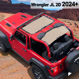 Shadeidea Jeep Wrangler Sun Shade Soft Top Roof JL 2-Door Mesh Sunshade Fit for 2024+ New Model Front and Rear 2-Pieces