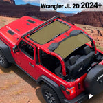 Shadeidea Jeep Wrangler Sun Shade Soft Top Roof JL 2-Door Mesh Sunshade Fit for 2024+ New Model Front and Rear 2-Pieces
