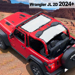 Shadeidea Jeep Wrangler Sun Shade Soft Top Roof JL 2-Door Mesh Sunshade Fit for 2024+ New Model Front and Rear 2-Pieces