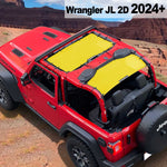 Shadeidea Jeep Wrangler Sun Shade Soft Top Roof JL 2-Door Mesh Sunshade Fit for 2024+ New Model Front and Rear 2-Pieces
