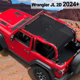 Shadeidea Jeep Wrangler JL Sun Shade Soft Roof Top 2-Door Mesh Sunshade  Fit for 2024+ New Model Front and Rear and Back Full Length (One Piece)