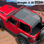 Shadeidea Jeep Wrangler JL Sun Shade Soft Roof Top 2-Door Mesh Sunshade  Fit for 2024+ New Model Front and Rear and Back Full Length (One Piece)