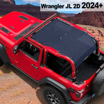 Shadeidea Jeep Wrangler JL Sun Shade Soft Roof Top 2-Door Mesh Sunshade  Fit for 2024+ New Model Front and Rear and Back Full Length (One Piece)