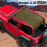 Shadeidea Jeep Wrangler JL Sun Shade Soft Roof Top 2-Door Mesh Sunshade  Fit for 2024+ New Model Front and Rear and Back Full Length (One Piece)