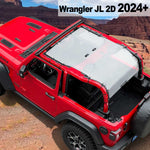 Shadeidea Jeep Wrangler JL Sun Shade Soft Roof Top 2-Door Mesh Sunshade  Fit for 2024+ New Model Front and Rear and Back Full Length (One Piece)