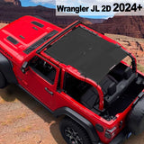 Shadeidea Jeep Wrangler Sun Shade Soft Top Roof JL 2-Door Mesh Sunshade Fit for 2024+ New Model Front and Rear One-Piece