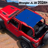 Shadeidea Jeep Wrangler Sun Shade Soft Top Roof JL 2-Door Mesh Sunshade Fit for 2024+ New Model Front and Rear One-Piece