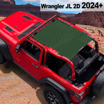 Shadeidea Jeep Wrangler Sun Shade Soft Top Roof JL 2-Door Mesh Sunshade Fit for 2024+ New Model Front and Rear One-Piece