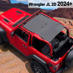 Shadeidea Jeep Wrangler Sun Shade Soft Top Roof JL 2-Door Mesh Sunshade Fit for 2024+ New Model Front and Rear One-Piece