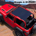 Shadeidea Jeep Wrangler Sun Shade Soft Top Roof JL 2-Door Mesh Sunshade Fit for 2024+ New Model Front and Rear One-Piece