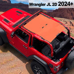 Shadeidea Jeep Wrangler Sun Shade Soft Top Roof JL 2-Door Mesh Sunshade Fit for 2024+ New Model Front and Rear One-Piece