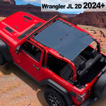 Shadeidea Jeep Wrangler Sun Shade Soft Top Roof JL 2-Door Mesh Sunshade Fit for 2024+ New Model Front and Rear One-Piece