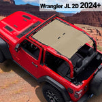 Shadeidea Jeep Wrangler Sun Shade Soft Top Roof JL 2-Door Mesh Sunshade Fit for 2024+ New Model Front and Rear One-Piece