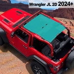 Shadeidea Jeep Wrangler Sun Shade Soft Top Roof JL 2-Door Mesh Sunshade Fit for 2024+ New Model Front and Rear One-Piece