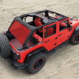 Jeep Wrangler Sun Shade JK 4 Door Back Mesh Screen Sunshade SAHARA RUBICON SPORT S Top Cover UV Blocker - One time Install 10 year Warranty
