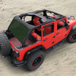 Jeep Wrangler Sun Shade JK 4 Door Back Mesh Screen Sunshade SAHARA RUBICON SPORT S Top Cover UV Blocker - One time Install 10 year Warranty
