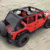 Jeep Wrangler Sun Shade JK 4 Door Back Mesh Screen Sunshade SAHARA RUBICON SPORT S Top Cover UV Blocker - One time Install 10 year Warranty