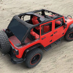 Jeep Wrangler Sun Shade JK 4 Door Back Mesh Screen Sunshade SAHARA RUBICON SPORT S Top Cover UV Blocker - One time Install 10 year Warranty