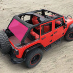 Jeep Wrangler Sun Shade JK 4 Door Back Mesh Screen Sunshade SAHARA RUBICON SPORT S Top Cover UV Blocker - One time Install 10 year Warranty