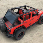 Jeep Wrangler Sun Shade JK 4 Door Back Mesh Screen Sunshade SAHARA RUBICON SPORT S Top Cover UV Blocker - One time Install 10 year Warranty