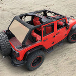 Jeep Wrangler Sun Shade JK 4 Door Back Mesh Screen Sunshade SAHARA RUBICON SPORT S Top Cover UV Blocker - One time Install 10 year Warranty