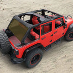 Jeep Wrangler Sun Shade JK 4 Door Back Mesh Screen Sunshade SAHARA RUBICON SPORT S Top Cover UV Blocker - One time Install 10 year Warranty