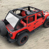 Jeep Wrangler Sun Shade JK 4 Door Back Mesh Screen Sunshade SAHARA RUBICON SPORT S Top Cover UV Blocker - One time Install 10 year Warranty